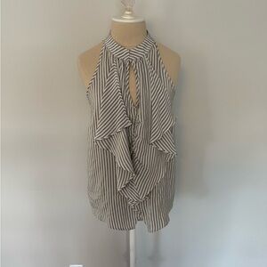 Silk Striped Halter Neck Blouse